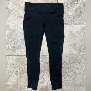 Fabletics Black Athletic Leggings with mesh accents